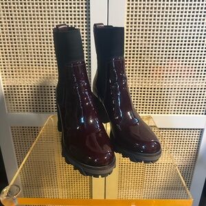 Rag & Bone Shiloh Merlot Patent Leather Chelsea Lug Boot